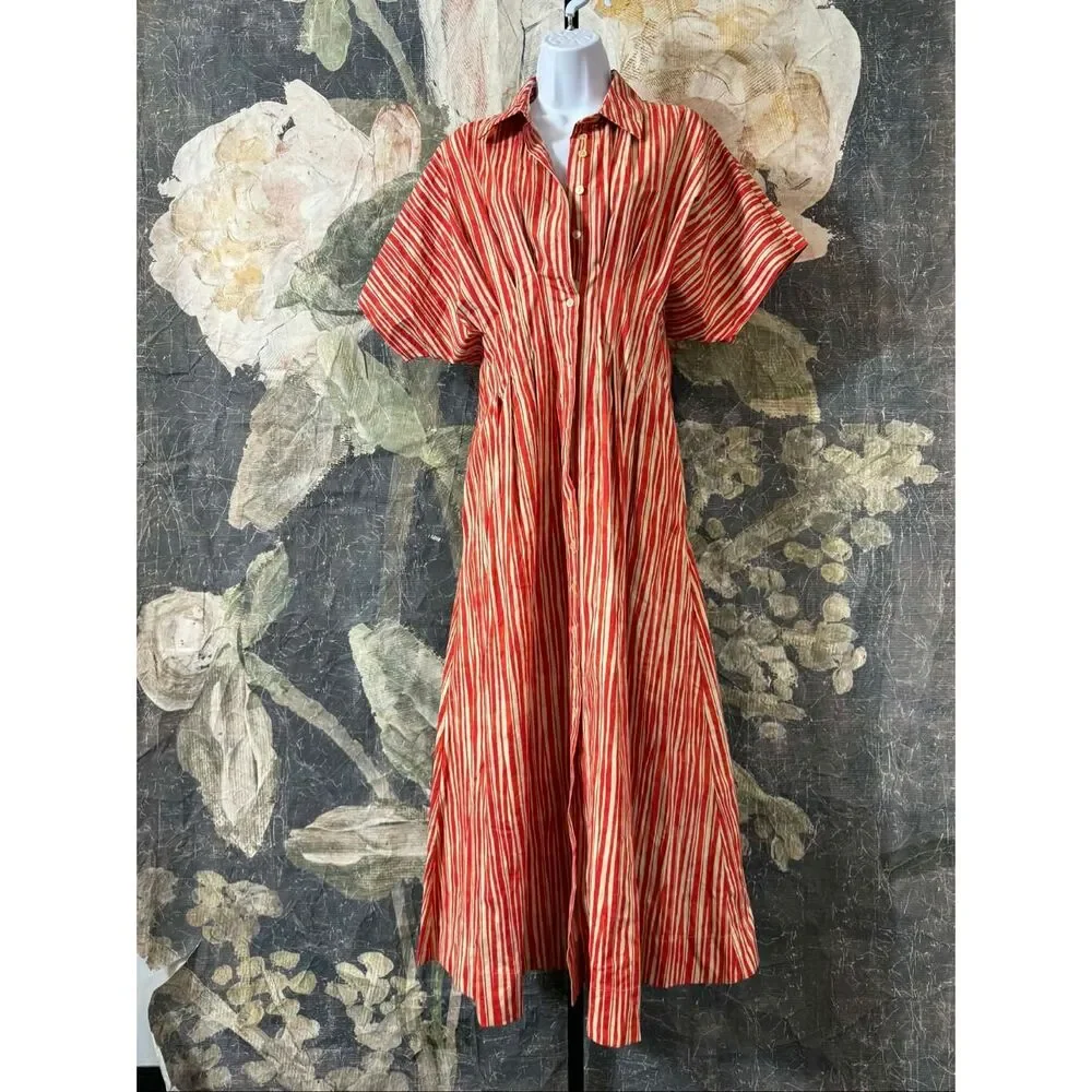 New Anthropologie The Tobie Button-Front Pleated Shirt Dress by Exquise Size M - Picture 6 of 10
